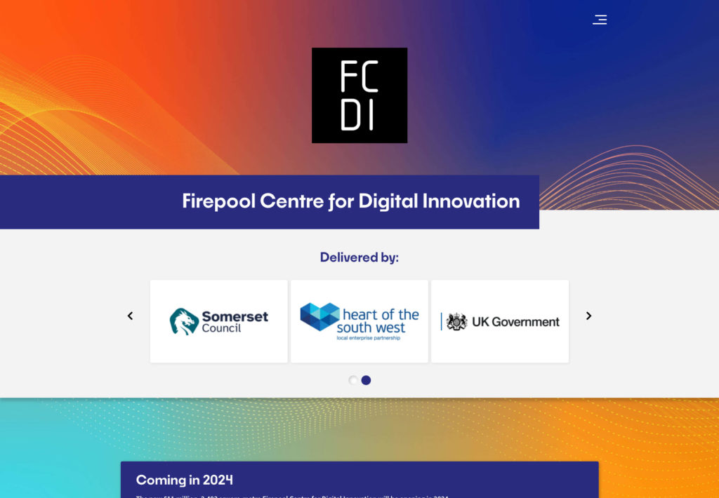 Screenshot of the Firepool Centre for Digital Innovation website front page